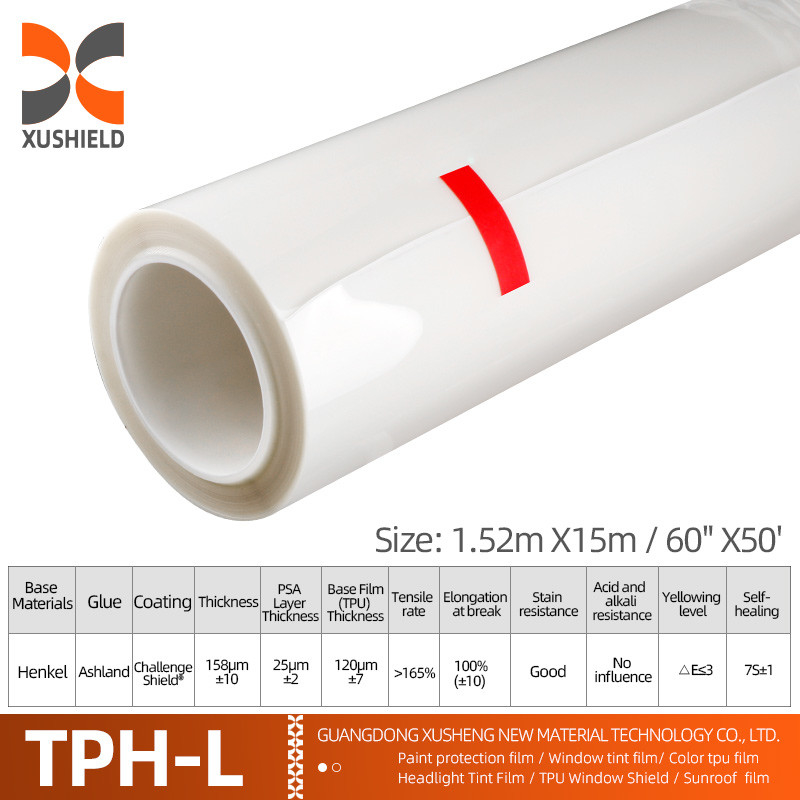 TPH 1.52 * 15M رول درخشان بالا شفاف شفاف چسبنده رنگ محافظ بدن خودرو Ppf فیلم Tph